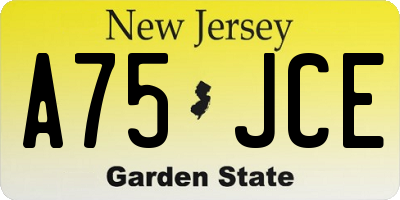 NJ license plate A75JCE