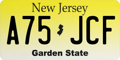 NJ license plate A75JCF