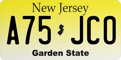 NJ license plate A75JCO