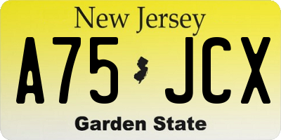 NJ license plate A75JCX