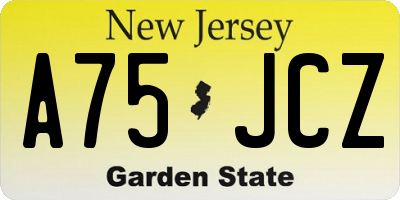 NJ license plate A75JCZ