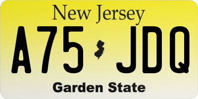 NJ license plate A75JDQ
