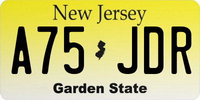 NJ license plate A75JDR