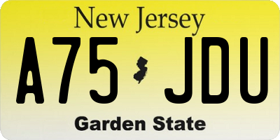 NJ license plate A75JDU