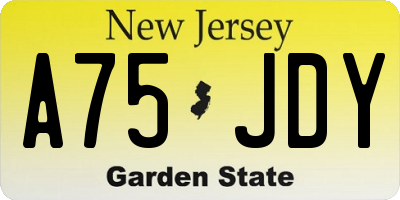 NJ license plate A75JDY