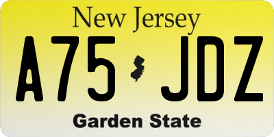 NJ license plate A75JDZ
