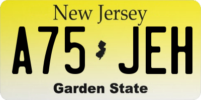 NJ license plate A75JEH