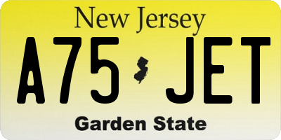 NJ license plate A75JET