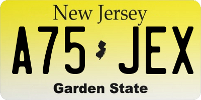 NJ license plate A75JEX