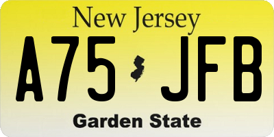 NJ license plate A75JFB