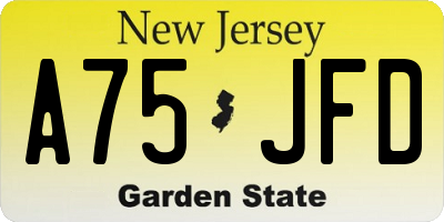 NJ license plate A75JFD