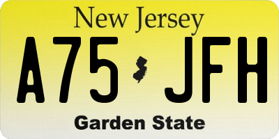 NJ license plate A75JFH