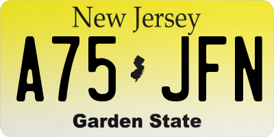 NJ license plate A75JFN
