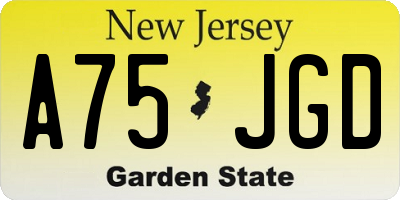 NJ license plate A75JGD