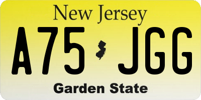 NJ license plate A75JGG