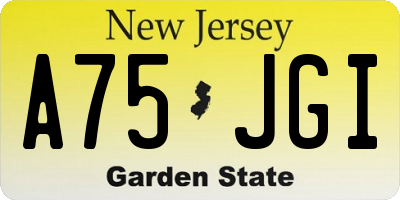 NJ license plate A75JGI