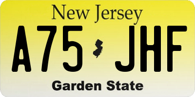 NJ license plate A75JHF