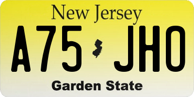 NJ license plate A75JHO