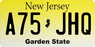 NJ license plate A75JHQ