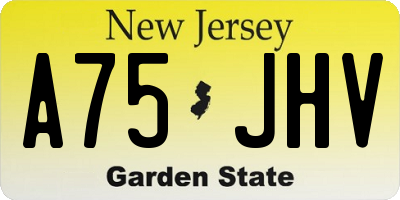 NJ license plate A75JHV