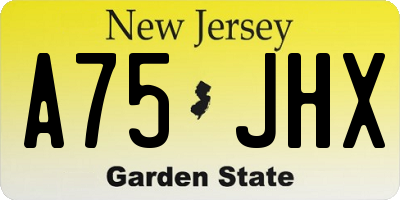 NJ license plate A75JHX