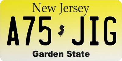 NJ license plate A75JIG