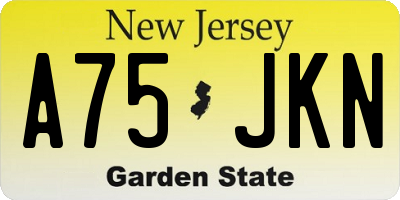 NJ license plate A75JKN