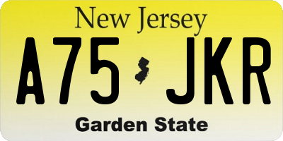 NJ license plate A75JKR
