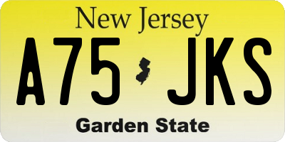 NJ license plate A75JKS