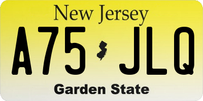 NJ license plate A75JLQ