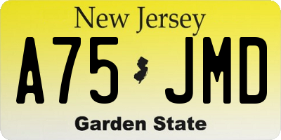 NJ license plate A75JMD