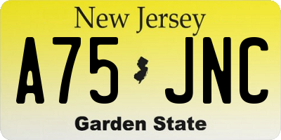 NJ license plate A75JNC