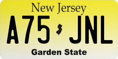 NJ license plate A75JNL