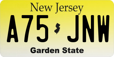 NJ license plate A75JNW