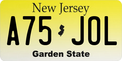 NJ license plate A75JOL