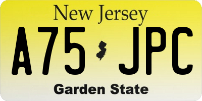 NJ license plate A75JPC