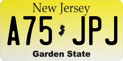 NJ license plate A75JPJ