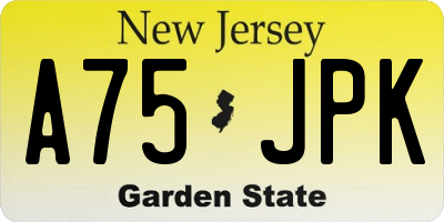 NJ license plate A75JPK