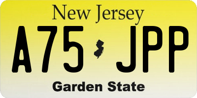 NJ license plate A75JPP