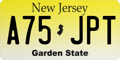 NJ license plate A75JPT
