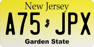 NJ license plate A75JPX