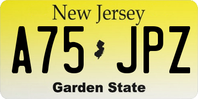 NJ license plate A75JPZ