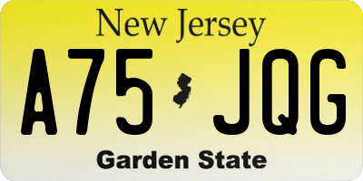 NJ license plate A75JQG