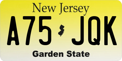 NJ license plate A75JQK