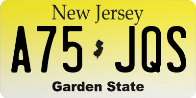 NJ license plate A75JQS