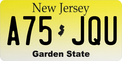 NJ license plate A75JQU