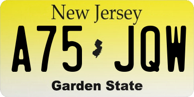 NJ license plate A75JQW