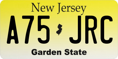 NJ license plate A75JRC