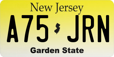 NJ license plate A75JRN