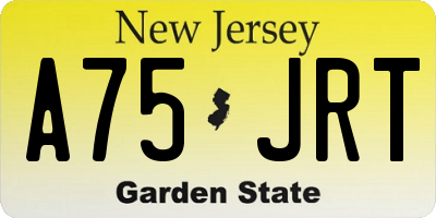 NJ license plate A75JRT